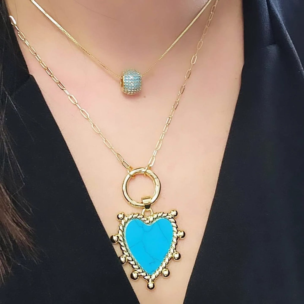 Collar Largo Corazón Azul 🩵