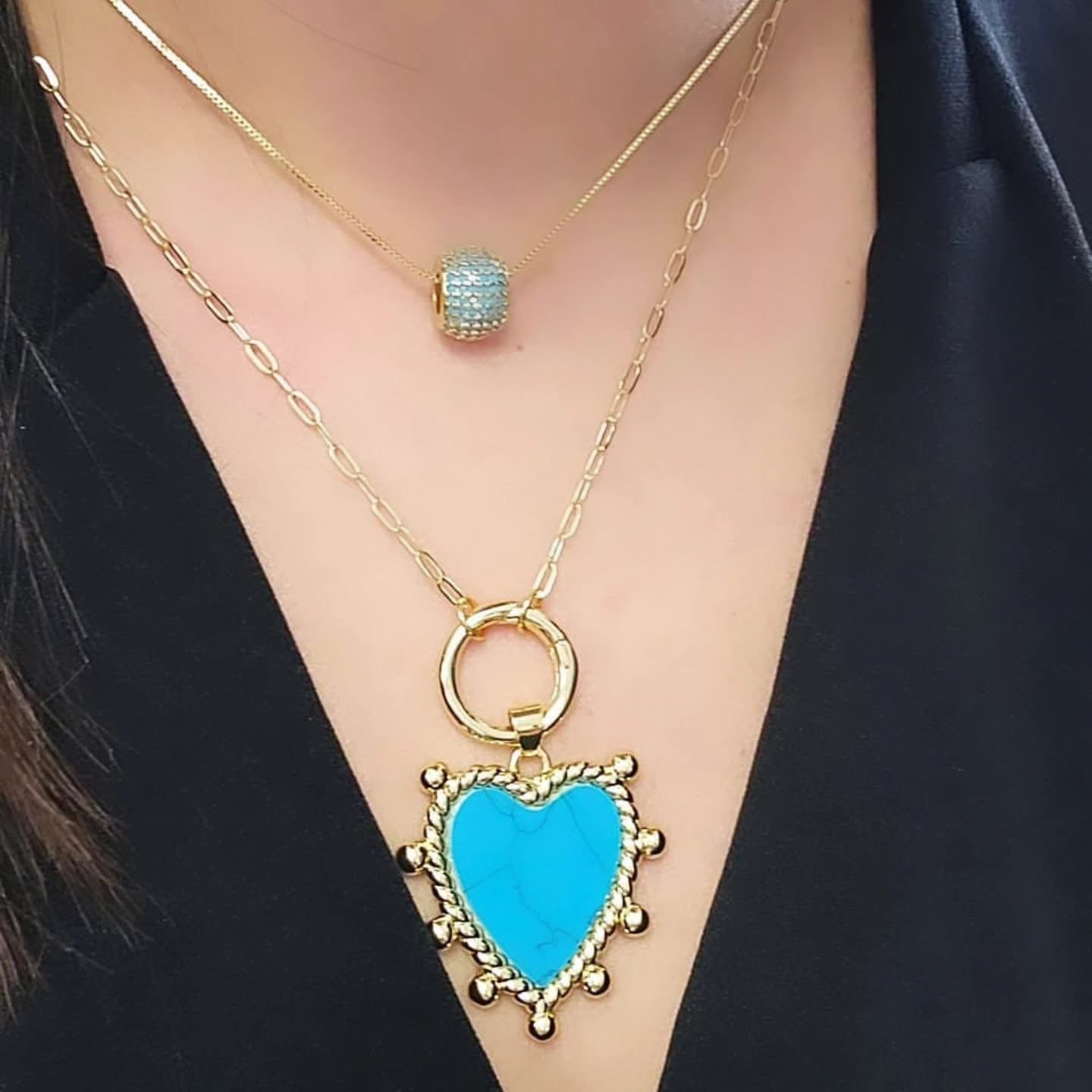 Collar Largo Corazón Azul 🩵