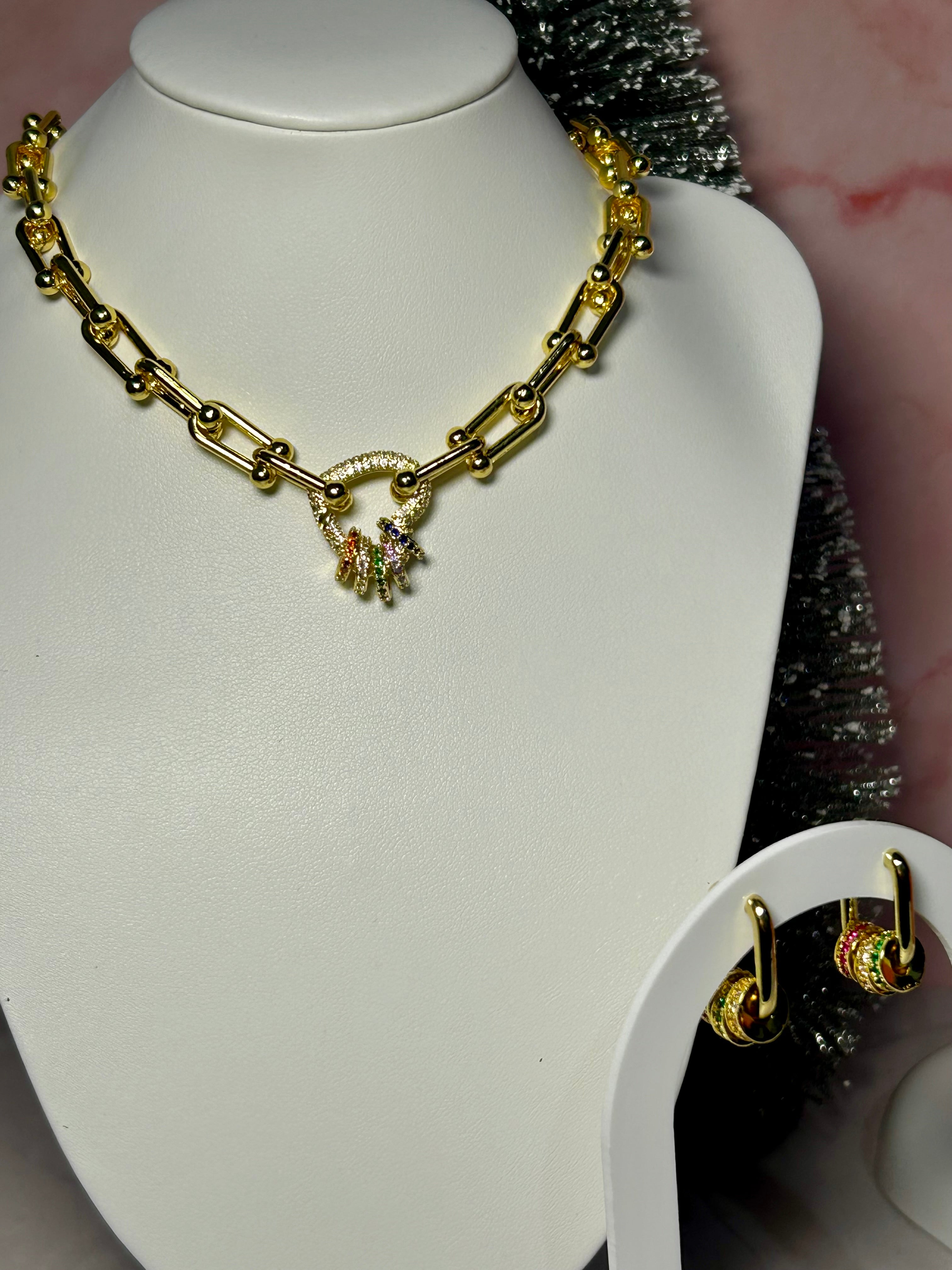 Collar y Aretes Crystal Beads Color