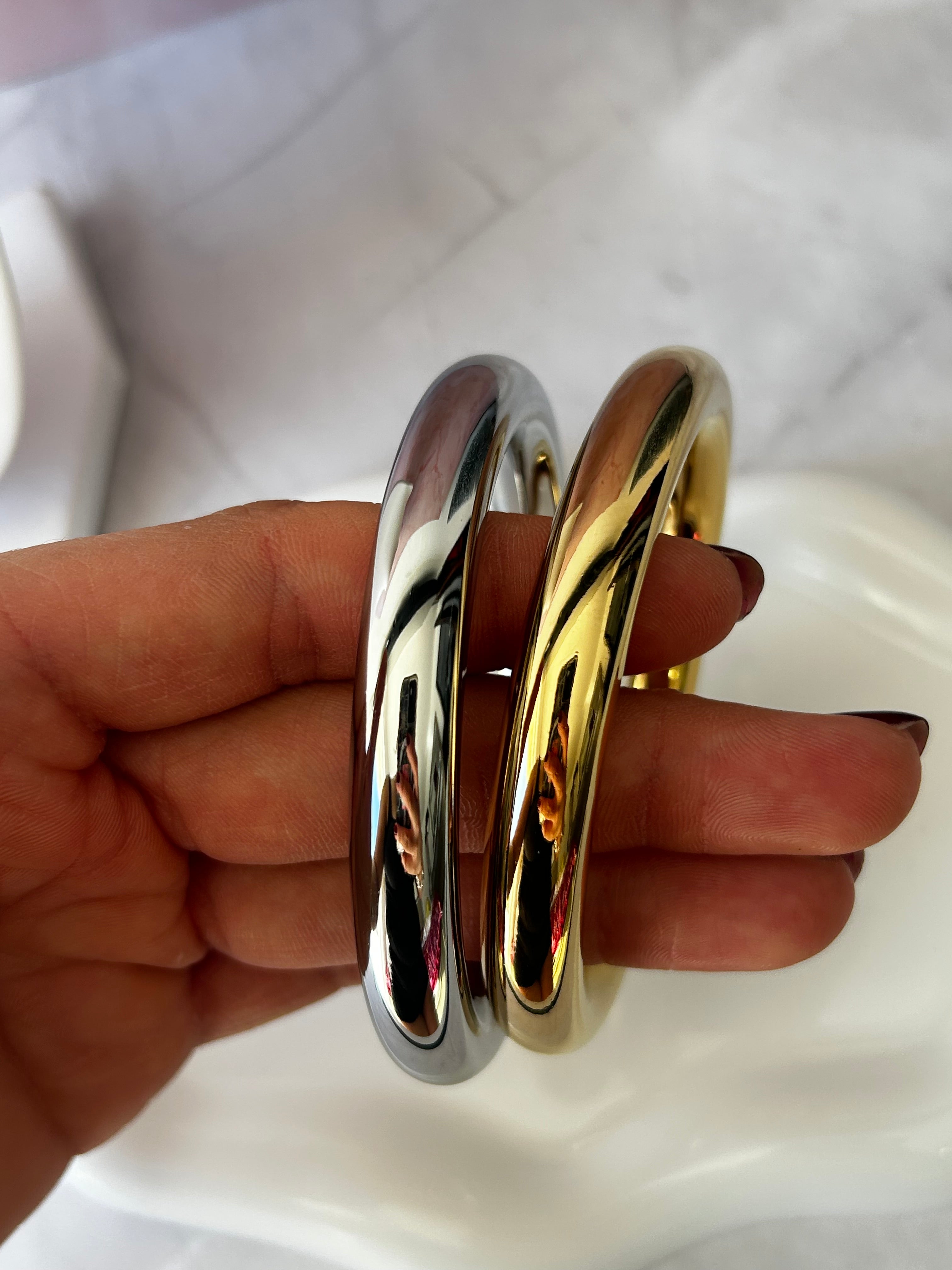 Set Brazalete Stilo Bangles Dorado y Plateado