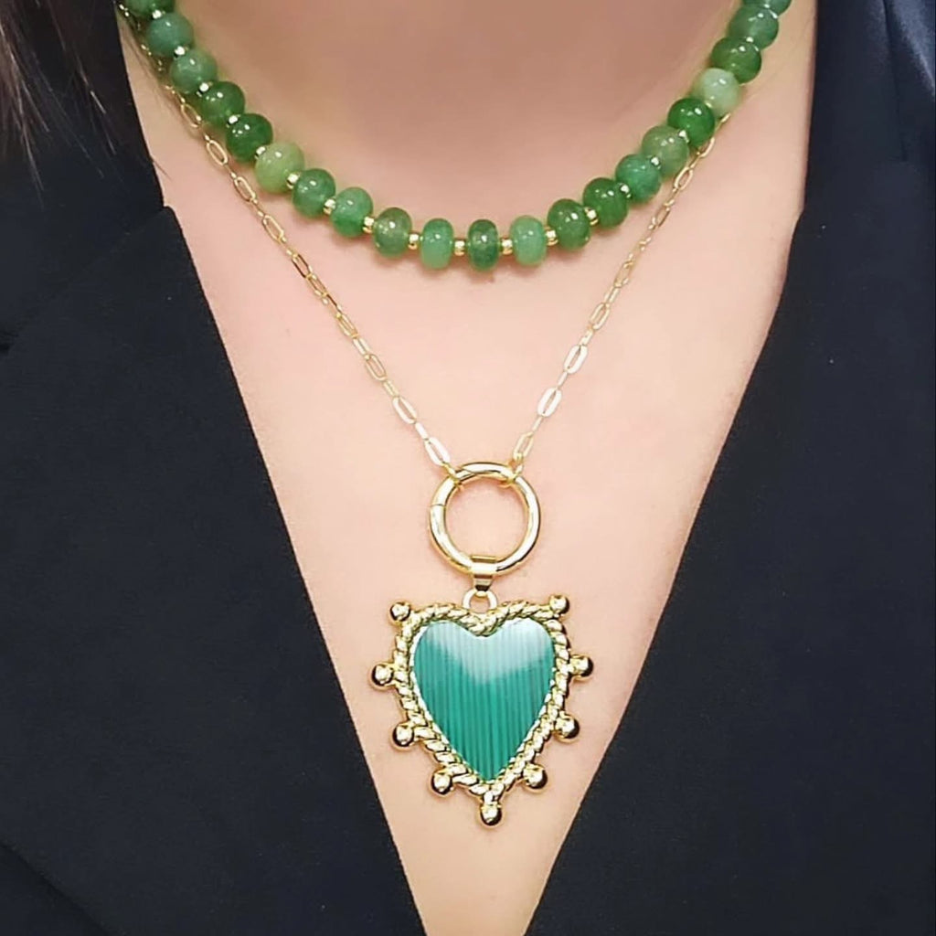 Collar Largo Corazón Verde 💚