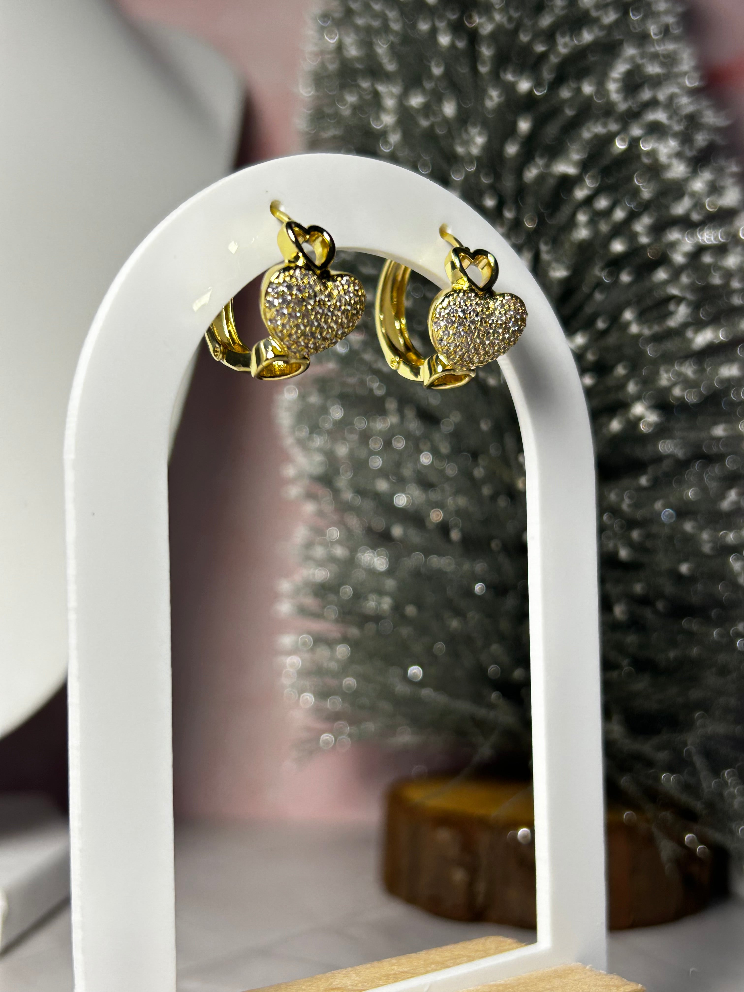 Aretes De Corazón Oro Laminado