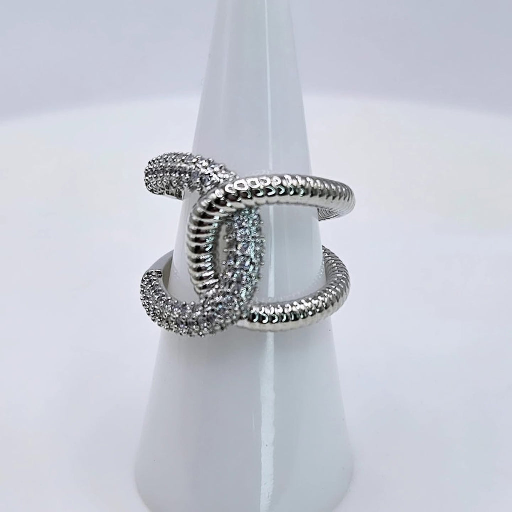 Anillo Enlace Brillante Plateado