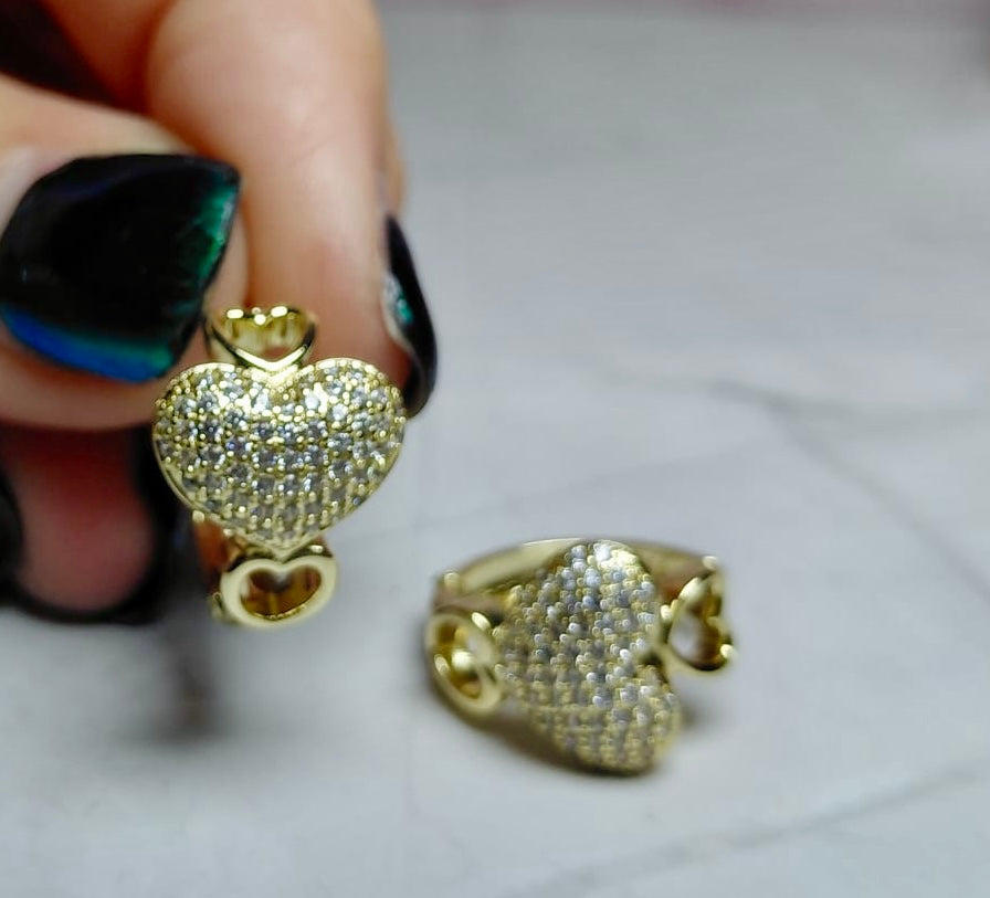 Aretes De Corazón Oro Laminado