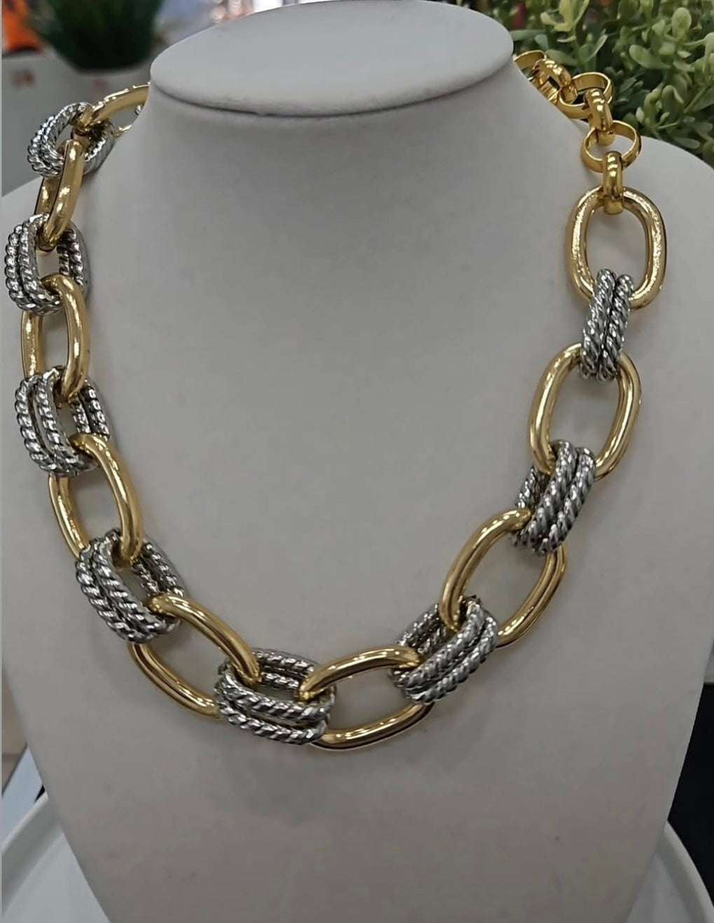 Collar y Brazalete Eslabones Bicolor ✨