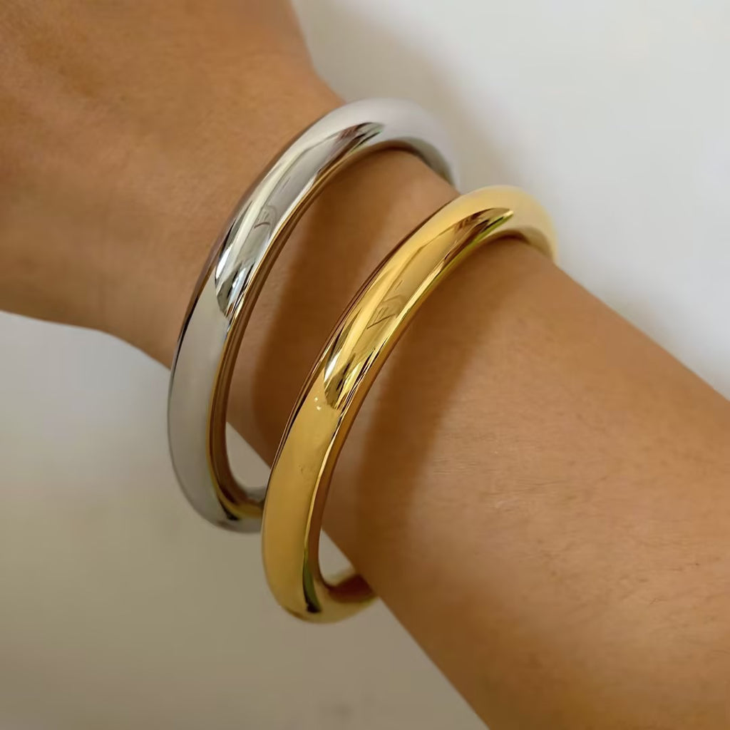 Set Brazalete Stilo Bangles Dorado y Plateado