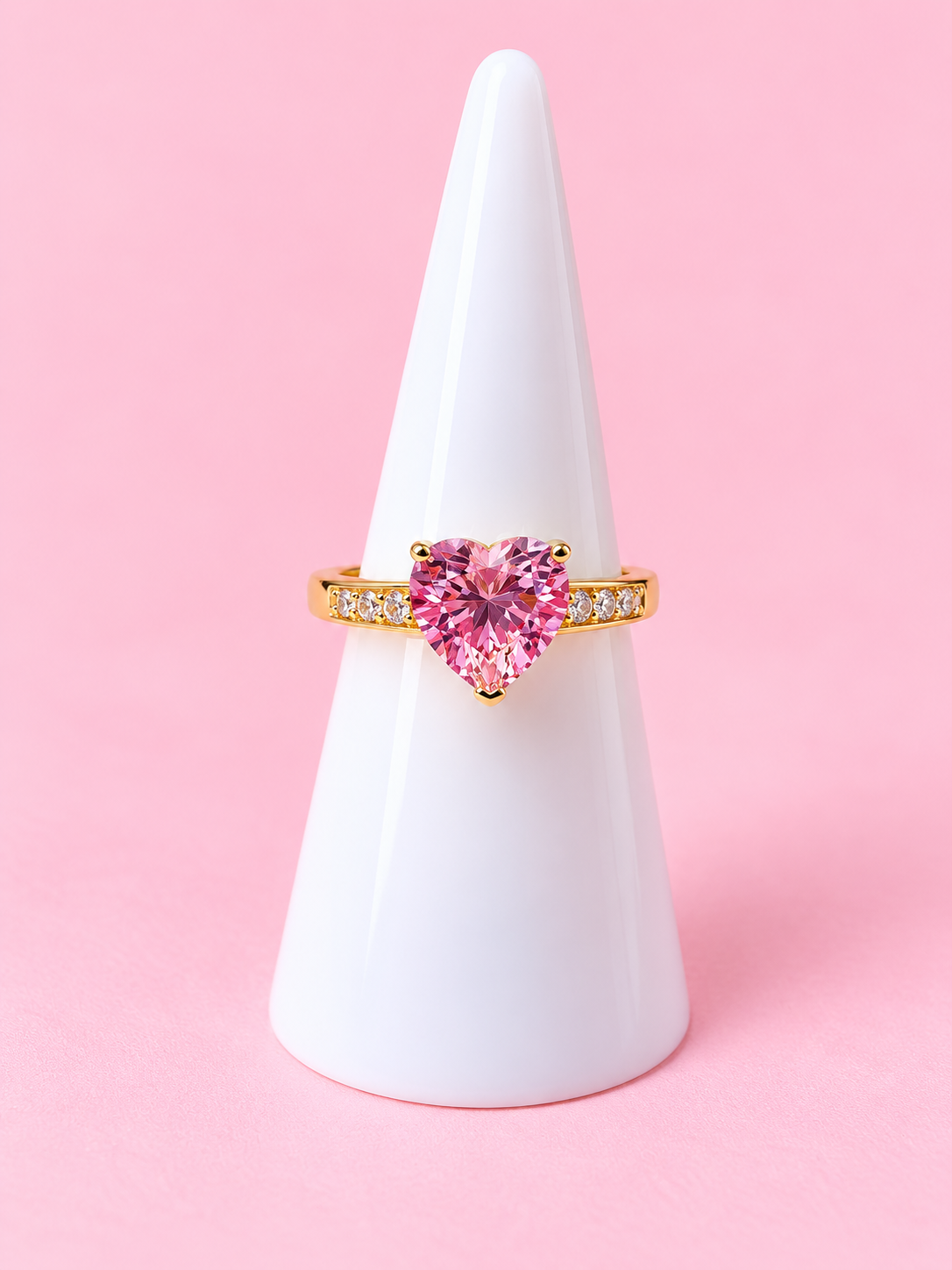Anillo Piedra Corazón Rosa