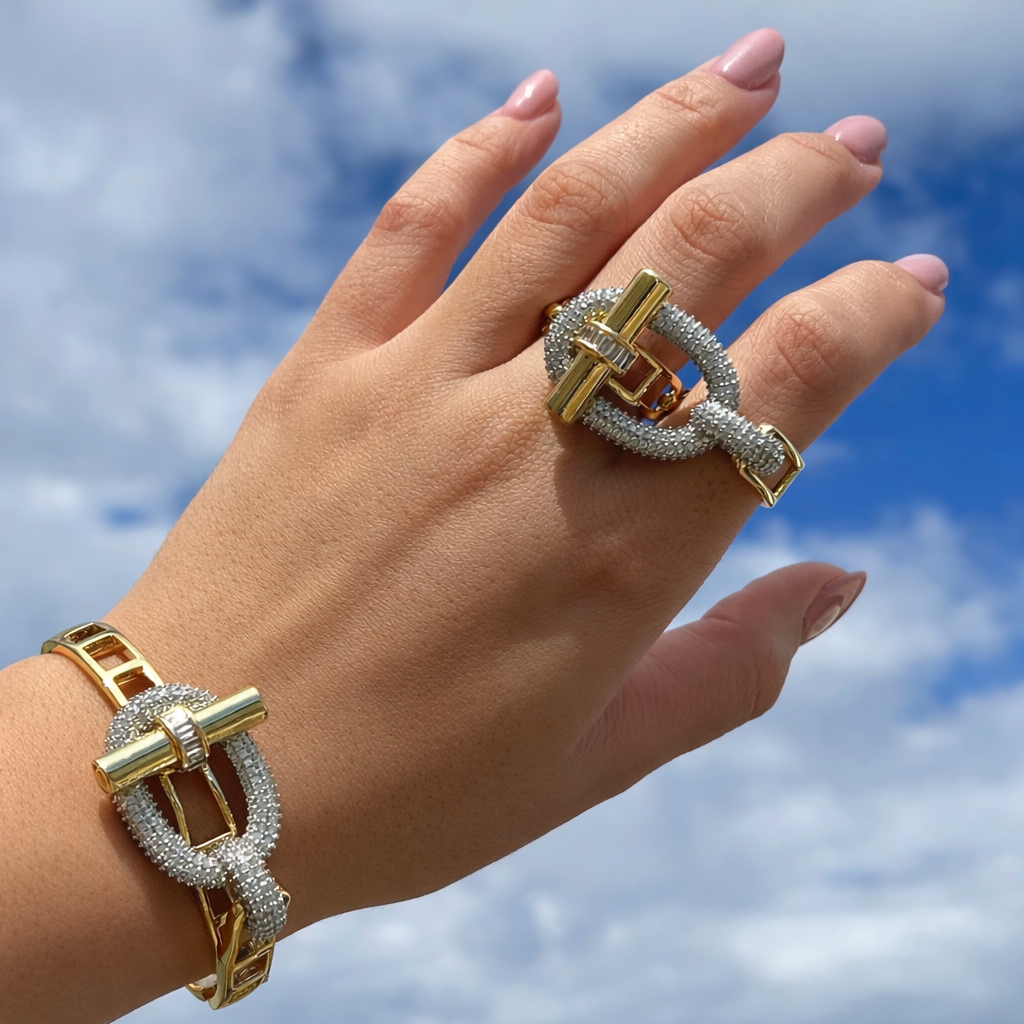 Titán Glow Brazalete y Anillo Doble Dedo