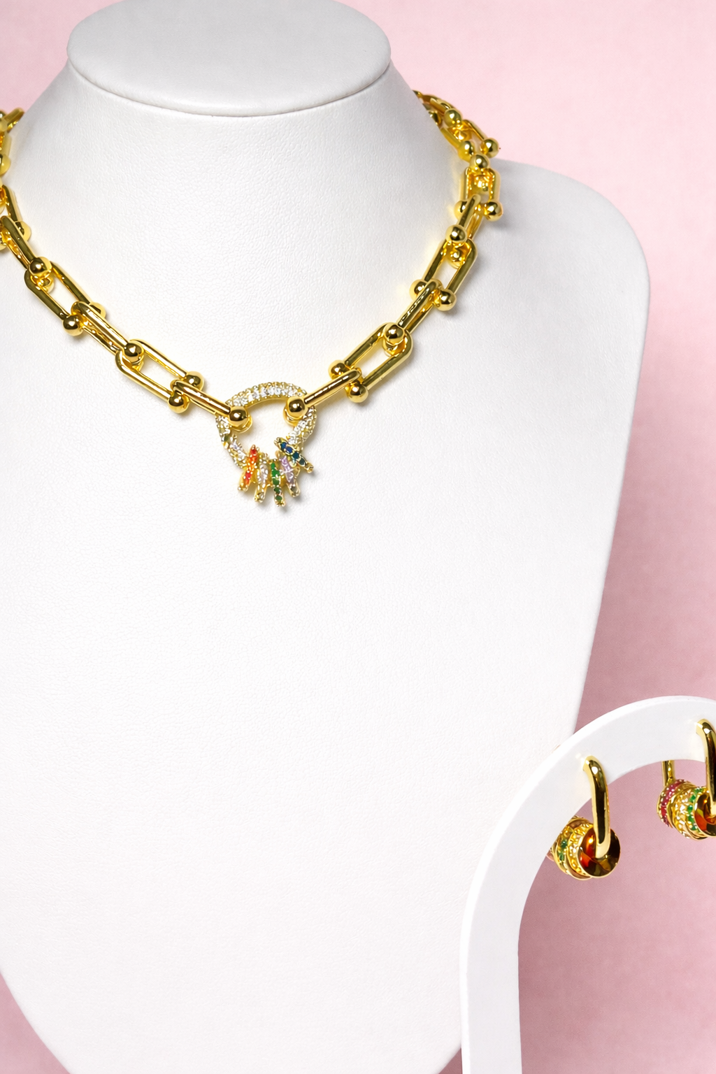Collar y Aretes Crystal Beads Color