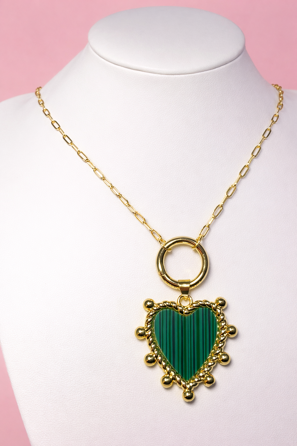 Collar Largo Corazón Verde 💚