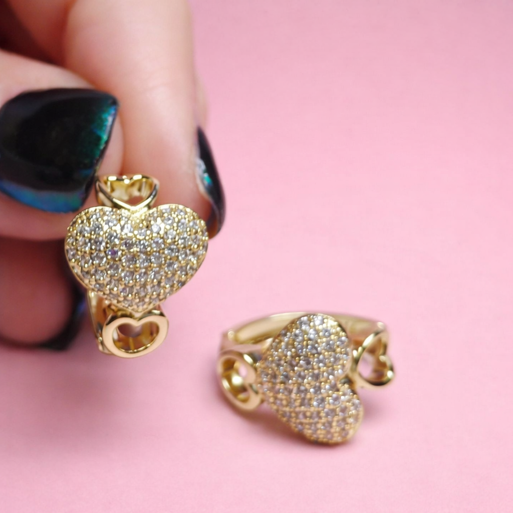 Aretes De Corazón Oro Laminado