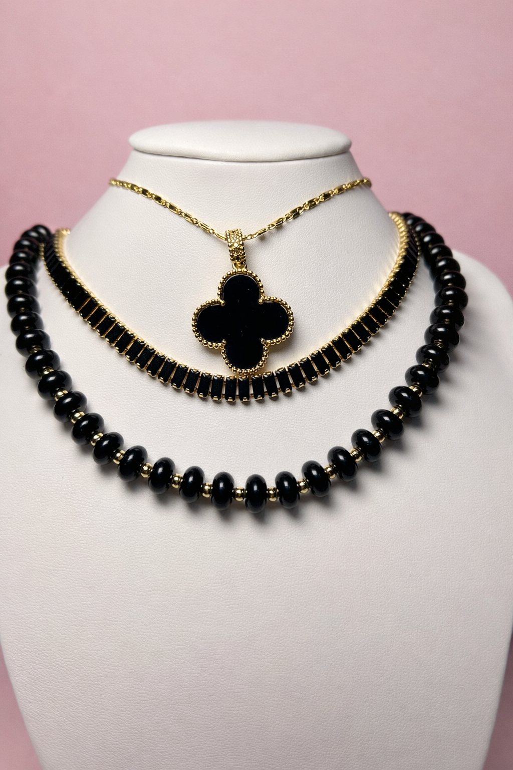 Collar y Brazalete Circon En Negro Tipo Gargantilla Ajustable ✨