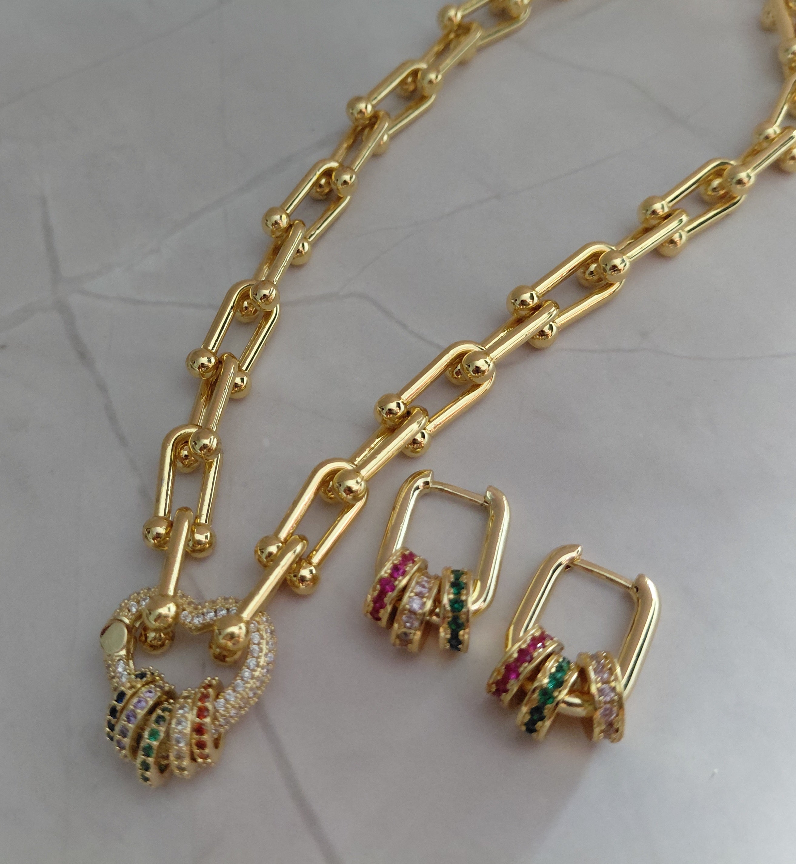 Collar y Aretes Crystal Beads Color